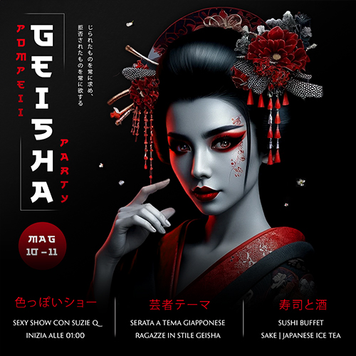 Poster per l'evento Geisha Party